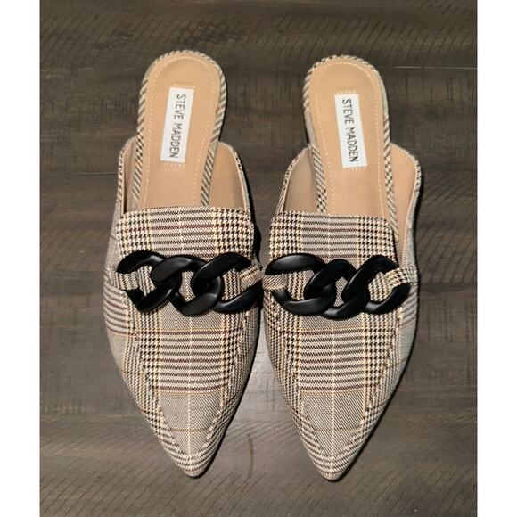 Steve Madden Shoes - Steve Madden Fleur Pointed Toe Plaid Chunky Chain Mule